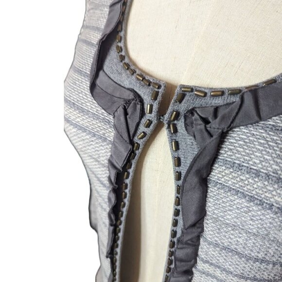 Banana Republic 3/4 Sleeve Cotton Wool Beaded Striped Open Cardigan Extra Small - Picture 3 of 7
